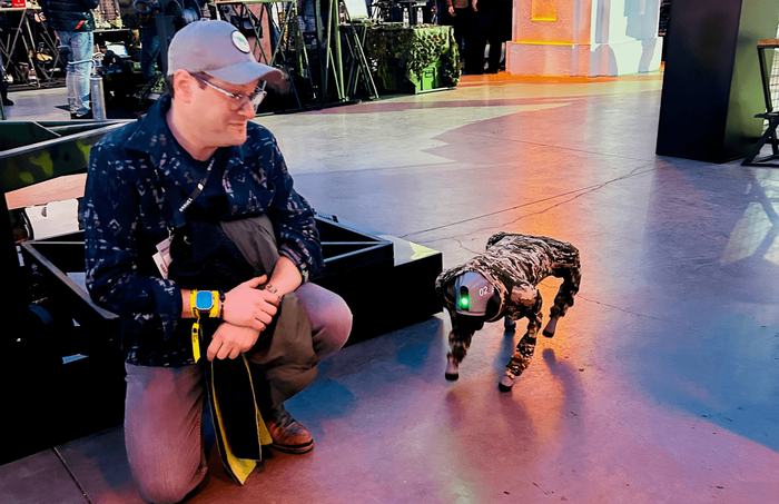 Unmanned ground vehicle demonstration at a defense expo